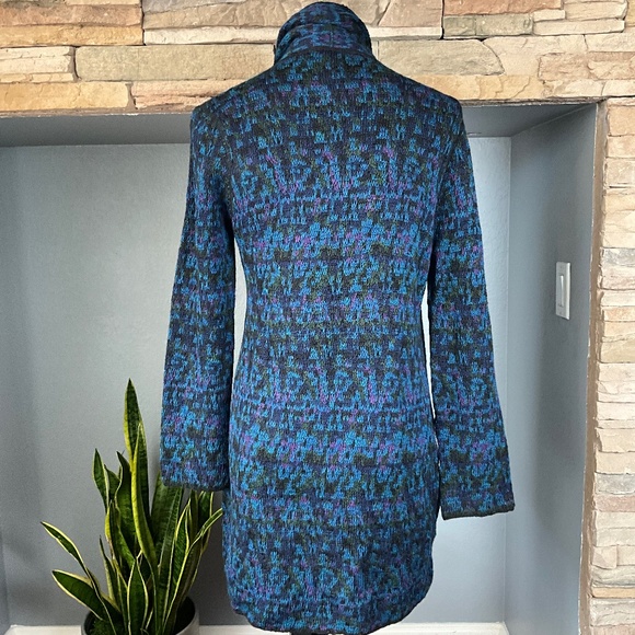 Damask Peru Alpaca Indie Hipster Longline Cardigan Academia Artsy Black Multi S - Picture 7 of 10